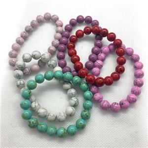 Stretch Jade bracelet, round, dye, approx 6mm, 28pcs per st [JT10231-6MM]