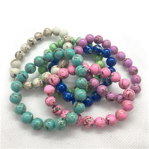 Stretch Jade bracelet, round, dye, approx 6mm, 28pcs per st [JT10241-6MM]