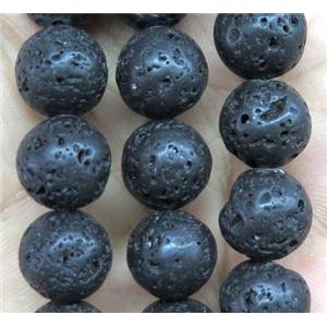 round black Lava stone beads, approx 4mm dia [LAC26-4MM]