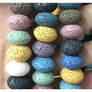 Lava stone beads, rondelle, mixed color, approx 15x10mm [LAC48]