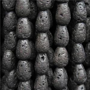 black Lava Stone beads, teardrop, approx 8x12mm [LAC53]
