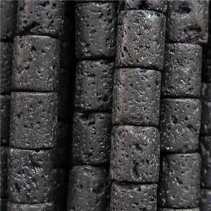 black Lava Stone beads, tube, approx 10x12mm [LAC56]