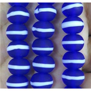 Deepblue Lampwork Glass Rondelle Beads Matte, approx 10mm dia, 50pcs per st [LWBCH284]