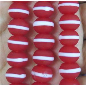 Red Lampwork Glass Rondelle Beads Matte, approx 10mm dia, 50pcs per st [LWBCH286]