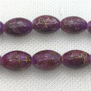 purple Lampwork Glass rice Beads with painted, approx 10x15mm, 25pcs per st [LWBCH318]