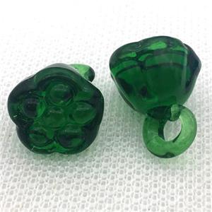 deepgreen Lampwork Glass lotus pendant, approx 15-18mm [LWBCH324]