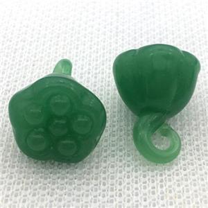 green Lampwork Glass lotus pendant, approx 15-18mm [LWBCH325]