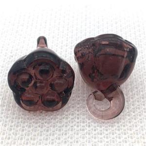 coffee Lampwork Glass lotus pendant, transparent, approx 15-18mm [LWBCH329]