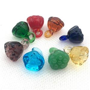 Lampwork Glass lotus pendant, mixed color, approx 15-18mm [LWBCH330]
