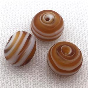 coffee Lampwork Glass rondelle beads, matte, approx 16x18mm [LWBCH333-16X18MM]
