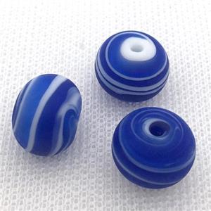 blue Lampwork Glass rondelle beads, matte, approx 16x18mm [LWBCH336-16X18MM]