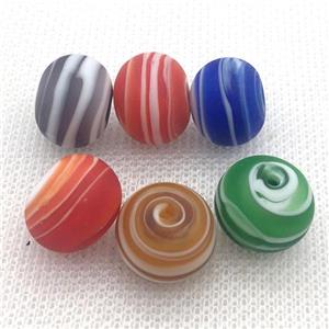 matte Lampwork Glass rondelle beads, mixed color, approx 13x16mm [LWBCH337-13X16MM]