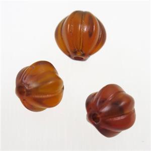 brown lampwork glass beads, Pumpkin, approx 10mm dia [LWBRD122]