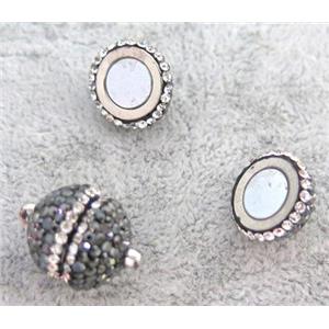 Magnetic copper clasp paved rhinestone, approx 15mm dia [MGC114-15MM]