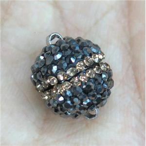 Magnetic Clasp paved rhinestone, copper, approx 15mm dia [MGC115-15MM]