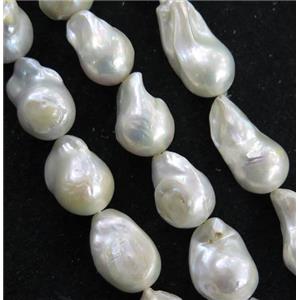 Baroque Style Pearl beads, white, freeform, approx 15-18mm [PANC58]