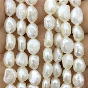white Freshwater Pearl beads, freeform, approx 8-9mm [PANC64-9MM]