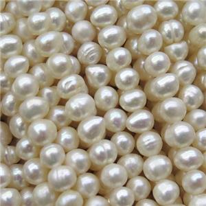 white Freshwater Pearl beads, approx 4-5mm [PANC69]