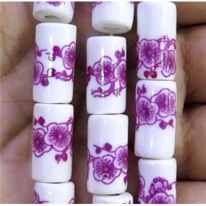 Porcelain beads, tube, approx 8x16mm, 20pcs per st [POP100]