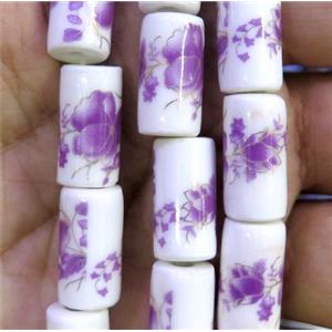 Porcelain beads, tube, approx 8x16mm, 20pcs per st [POP101]