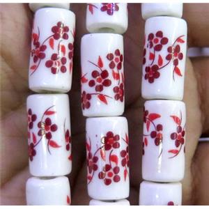 Porcelain beads, tube, approx 8x16mm, 20pcs per st [POP103]