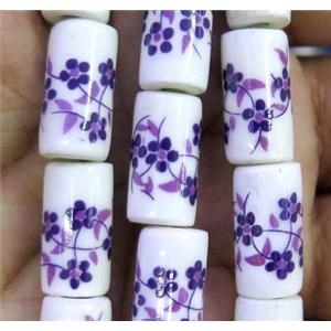 Porcelain beads, tube, approx 8x16mm, 20pcs per st [POP104]