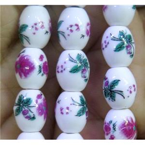 Porcelain barrel beads, approx 10x15mm, 23pcs per st [POP107-10X15MM]