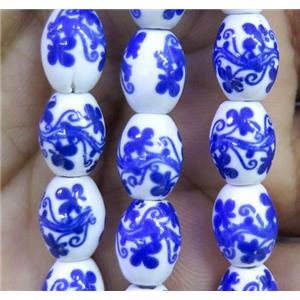 Porcelain barrel beads, approx 10x15mm, 23pcs per st [POP108-10X15MM]