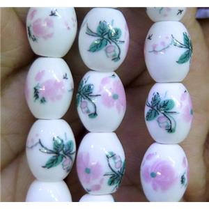 Porcelain barrel beads, approx 10x15mm, 23pcs per st [POP109-10X15MM]