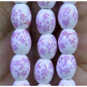 Porcelain barrel beads, approx 8x10mm, 32pcs per st [POP111-8X10MM]