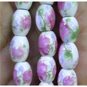Porcelain barrel beads, approx 10x15mm, 23pcs per st [POP112-10X15MM]