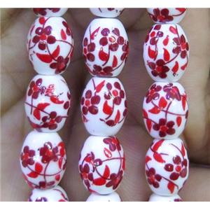 Porcelain barrel beads, approx 10x15mm, 23pcs per st [POP113-10X15MM]