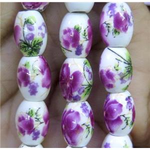 Porcelain barrel beads, approx 10x15mm, 23pcs per st [POP114-10X15MM]