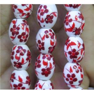 Porcelain barrel beads, approx 10x15mm, 23pcs per st [POP116-10X15MM]