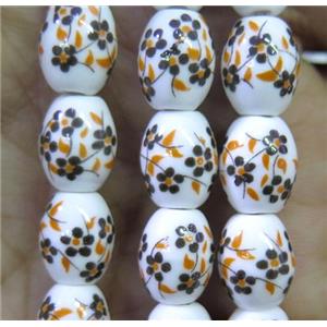 Porcelain barrel beads, approx 10x15mm, 23pcs per st [POP117-10X15MM]