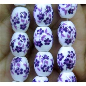 Porcelain barrel beads, approx 10x15mm, 23pcs per st [POP118-10X15MM]