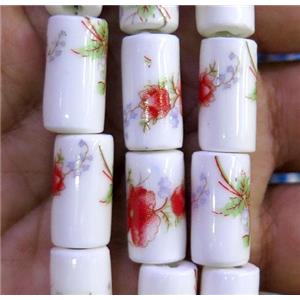 Porcelain beads, tube, approx 8x16mm, 20pcs per st [POP94]