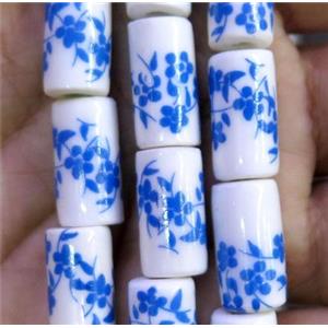 Porcelain beads, tube, approx 8x16mm, 20pcs per st [POP95]