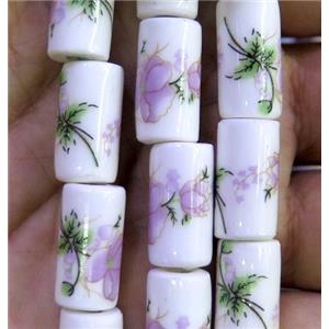 Porcelain beads, tube, approx 8x16mm, 20pcs per st [POP96]