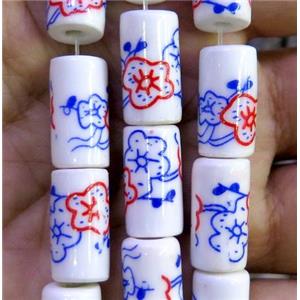 Porcelain beads, tube, approx 8x16mm, 20pcs per st [POP97]
