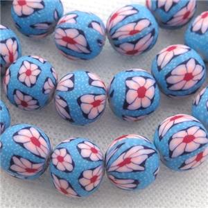 blue Polymer Clay Fimo Beads, approx 12mm dia, 32pcs per st [PP10125]