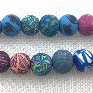 round Polymer Clay Fimo Beads with painted, mix color, approx 8mm dia, 50pcs per st [PP10131]