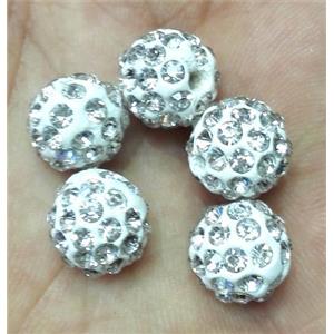 Fimo bead with rhinestone, clear, approx 10mm dia [RBCH261]