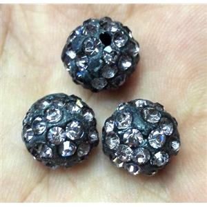 Fimo bead with rhinestone, approx 10mm dia [RBCH267]