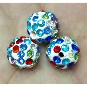 Fimo bead with rhinestone, mixed color, approx 10mm dia [RBCH269]