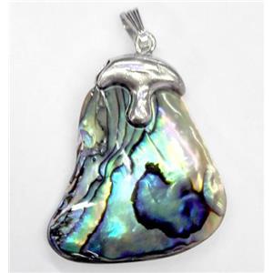 Paua Abalone shell pendant, freeform, approx 30-37mm [SHEAB107]