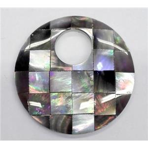 Paua Abalone shell pendant, round, approx 40mm [SHEAB109]