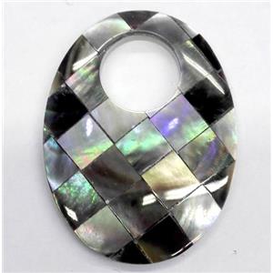Paua Abalone shell pendant, oval, approx 30x40mm [SHEAB110]