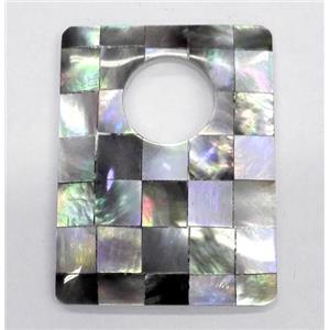 Paua Abalone shell pendant, rectangle, approx 30x40mm [SHEAB111]