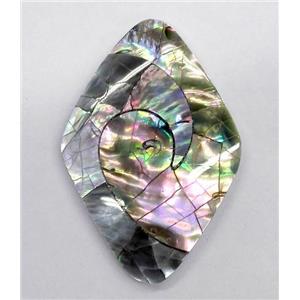 Paua Abalone shell pendant, approx 33x47mm [SHEAB112]